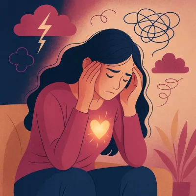 Femme stressée, angoissée, doute, colère, tristesse, marre de sa vie